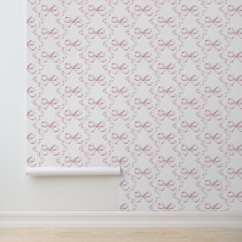 Schattige Girly esthetisch roze strikpatroon Behang