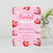 Schattige Girly Fun Party Pink Hearts Vrijgezellen Kaart (Staand voorkant)