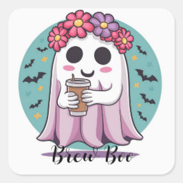 Schattige Girly Ghost Coffee pink Custom Sticker