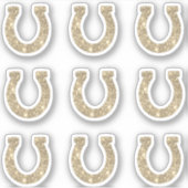 Schattige Girly Glam Gold Glitter Hoefijzer Set Sticker (Voorkant)