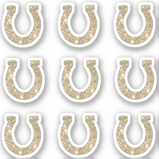 Schattige Girly Glam Gold Glitter Hoefijzer Set Sticker (Voorkant)