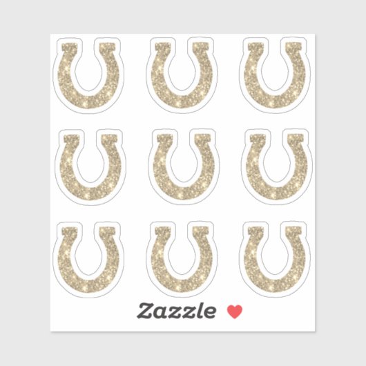 Schattige Girly Glam Gold Glitter Hoefijzer Set Sticker (Vel)
