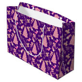 Schattige Girly Gold Indigo Roze Kerstboom Patroon Groot Cadeauzakje (Achterkant Gekanteld)