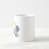 Schattige Girly Gold Sparkle & Blue Leaf Monogram  Koffiemok (Center)