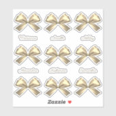 Schattige Girly Goud Satijn Esthetische Boog Namen Sticker (Vel)