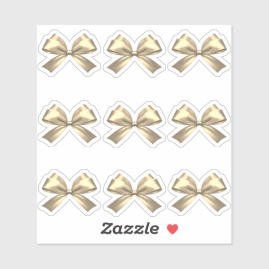 Schattige Girly Goud Satijn Esthetische Boog Sticker (Vel)