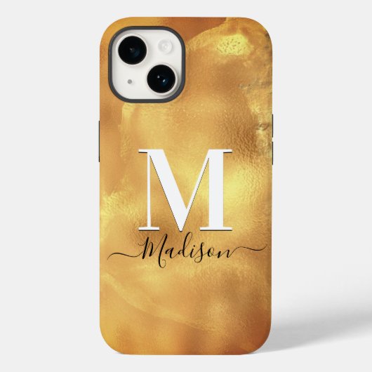 Schattige girly gouden marmer art monogram Case-Mate iPhone case (Achterkant)