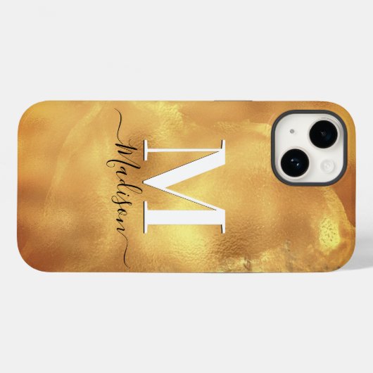 Schattige girly gouden marmer art monogram Case-Mate iPhone case (Achterkant (horizontaal))