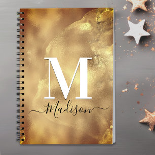 Schattige girly gouden marmer art monogram notitieboek
