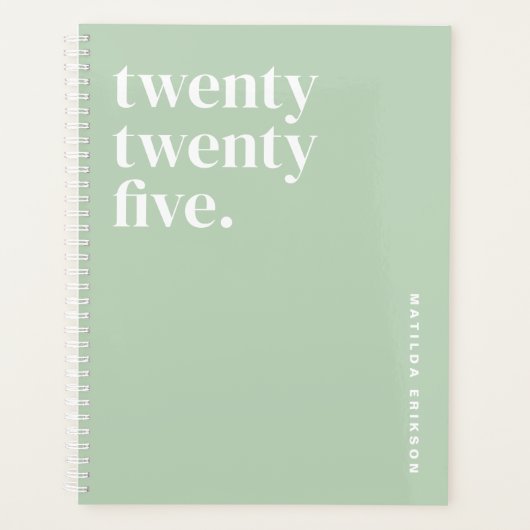 Schattige Girly Green 2025 Planner (Voorkant)