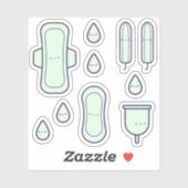 Schattige Girly Groen Menstruatie Set Eerste Perio Sticker (Vel)