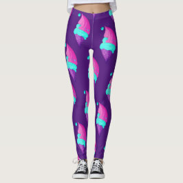 Schattige Girly Hot Pink Blue Paarse Ice Cream Pat Leggings
