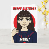 Schattige Girly Japans Meisje Zeiler Uniform Verja Kaart (Gele Bloem)