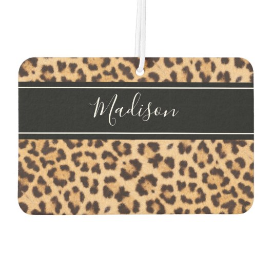 Schattige Girly Leopard Print gepersonaliseerd Luchtverfrisser (Achterkant)