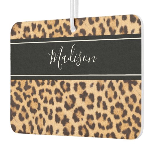 Schattige Girly Leopard Print gepersonaliseerd Luchtverfrisser (Links)