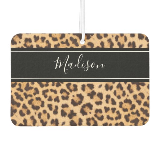 Schattige Girly Leopard Print gepersonaliseerd Luchtverfrisser (Voorkant)