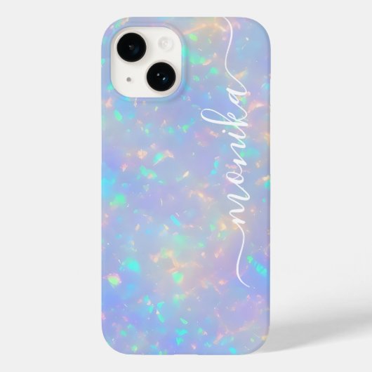 Schattige Girly Luxury Holographic Monogram Case-Mate iPhone Case (Achterkant)