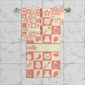 Schattige Girly Modern Roze Geruite Iconen Patroon Bad Handdoek