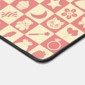 Schattige Girly Modern Roze Geruite Iconen Patroon Bureaumat (Hoek)