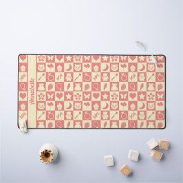 Schattige Girly Modern Roze Geruite Iconen Patroon Bureaumat