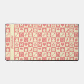 Schattige Girly Modern Roze Geruite Iconen Patroon Bureaumat (Voorkant)
