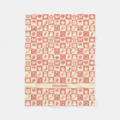 Schattige Girly Modern Roze Geruite Iconen Patroon Fleece Deken (Voorkant)