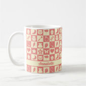 Schattige Girly Modern Roze Geruite Iconen Patroon Koffiemok (Links)