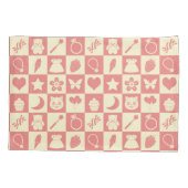 Schattige Girly Modern Roze Geruite Iconen Patroon Kussensloop (Achterkant)