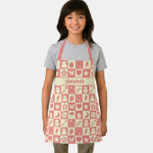 Schattige Girly Modern Roze Geruite Iconen Patroon Schort (Insitu)