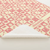 Schattige Girly Modern Roze Geruite Iconen Patroon Sherpa Deken (3/4)