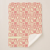 Schattige Girly Modern Roze Geruite Iconen Patroon Sherpa Deken (Voorkant)