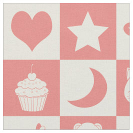 Schattige Girly Modern Roze Geruite Iconen Patroon Stof