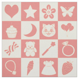Schattige Girly Modern Roze Geruite Iconen Patroon Stof