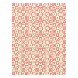 Schattige Girly Modern Roze Geruite Iconen Patroon Tafelkleed