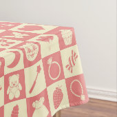Schattige Girly Modern Roze Geruite Iconen Patroon Tafelkleed (Voorbeeld)