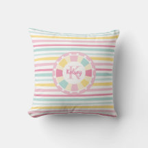 Schattige Girly Monogram Kleurrijk Gestreept