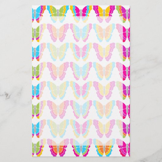 Schattige Girly Multicolor Rainbow Butterfly Patte Briefpapier (Voorkant)