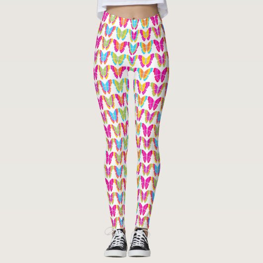 Schattige Girly Multicolor Rainbow Butterfly Patte Leggings (Voorkant)