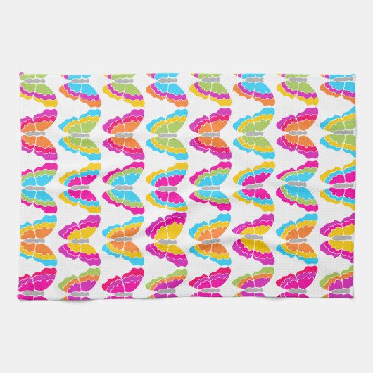 Schattige Girly Multicolor Rainbow Butterfly Patte Theedoek (Horizontaal)