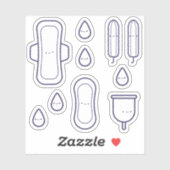 Schattige Girly Pad Tampon Set Eerste Periode Part Sticker (Vel)