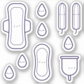 Schattige Girly Pad Tampon Set Eerste Periode Part Sticker (Voorkant)