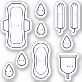 Schattige Girly Pad Tampon Set Eerste Periode Part Sticker