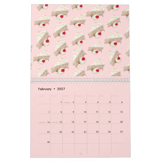 schattige girly pannenkoek Doughnuts cake fruit fo Kalender (Feb 2027)