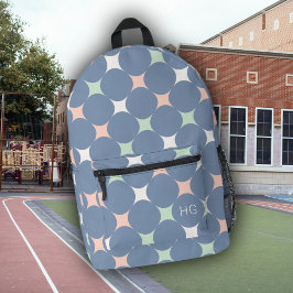 Schattige Girly Pastel Blauw Monogram Initialen Bedrukte Rugzak