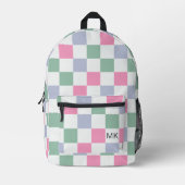 Schattige Girly Pastel Checkerboard Monogram Initi Bedrukte Rugzak (Voorkant)