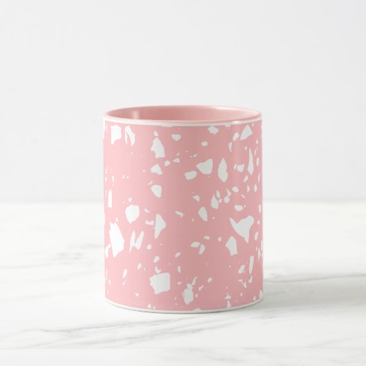 Schattige Girly Pastel Roze Wit Abstract Terrazzo Mok (Midden)
