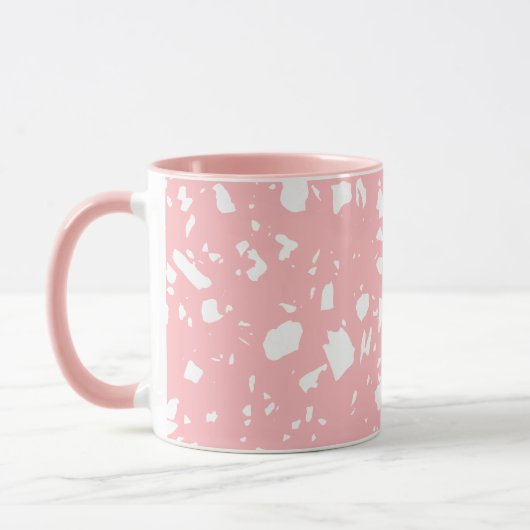 Schattige Girly Pastel Roze Wit Abstract Terrazzo Mok (Links)