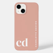 Schattige Girly Peach Monogram Case-Mate iPhone Case (Achterkant)