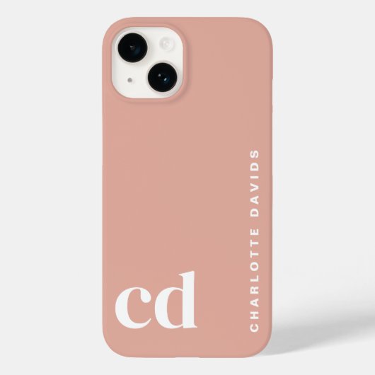 Schattige Girly Peach Monogram Case-Mate iPhone Case (Achterkant)