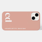 Schattige Girly Peach Monogram Case-Mate iPhone Case (Achterkant (horizontaal))